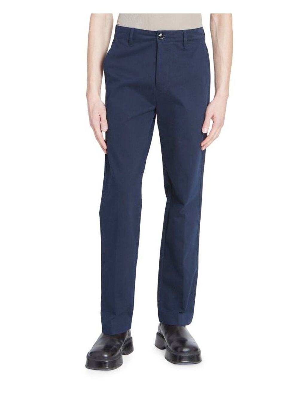 $495 NWT AMI Paris Blue Straight-Fit Cotton Classic Pockets Trousers Size XL/36